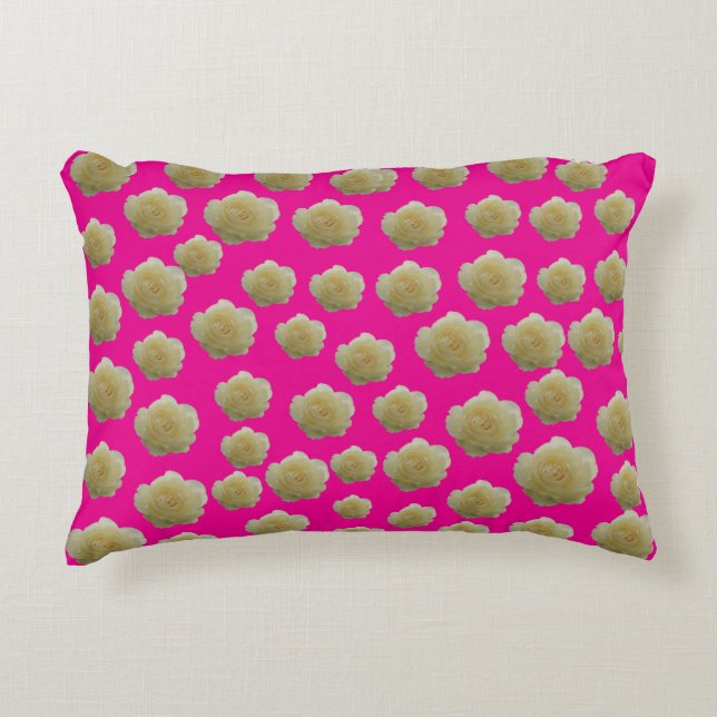 WHITE ROSE DECORATIVE CUSHION (Front)