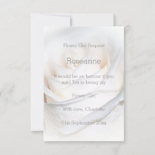 White Rose Design Flower Girl Request Invitation