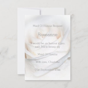 White Rose Design Maid Of Honour Request Invitation