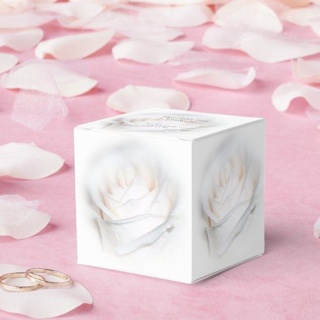 White Rose Design Wedding Favour Box (Wedding)