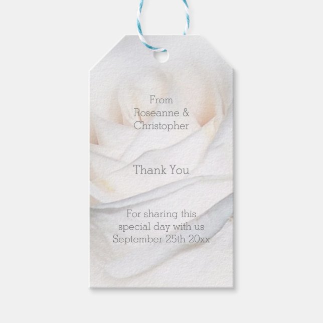 White Rose Design Wedding Gift Tags (Front)