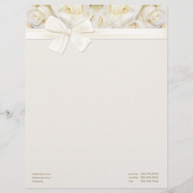White Rose Elegance 2 - Customise Letterhead Template (Front)