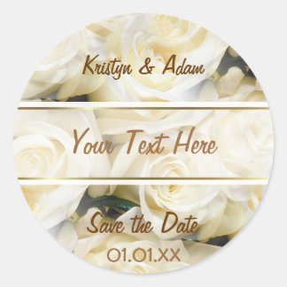 White Rose Elegance Classic Round Sticker