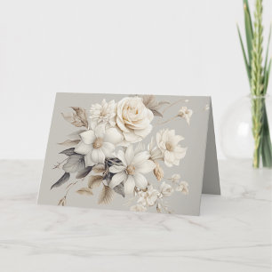 White Rose Elegant Floral Bouquet Thank You Card