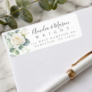White Rose Eucalyptus Wedding Return Address