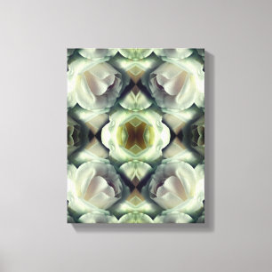 White Rose Floral Abstract Art  Canvas Print