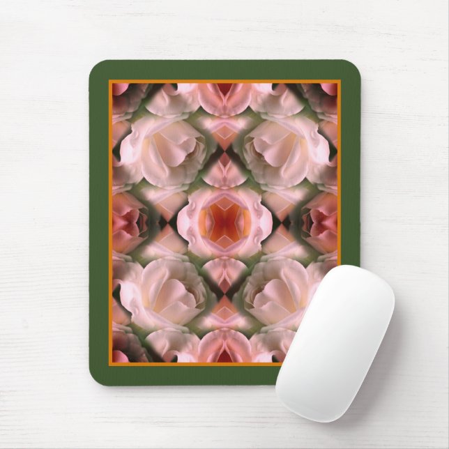 White Rose Floral Abstract Art Tinted Mouse Pad (With Mouse)