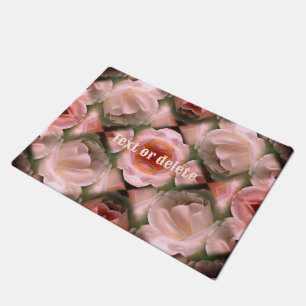 White Rose Floral Abstract Art Tinted Personalised Doormat