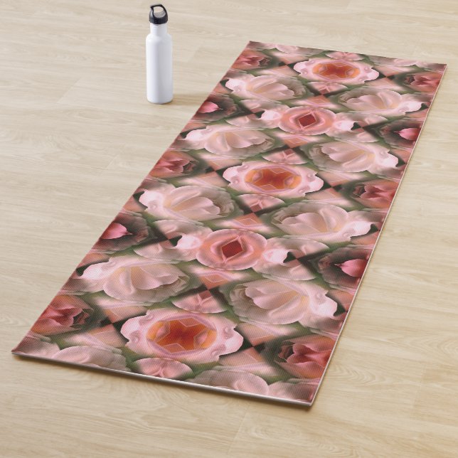 White Rose Floral Abstract Art Tinted Yoga Mat (In Situ)
