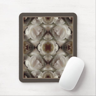 White Rose Floral Abstract Art Vintage Mouse Pad