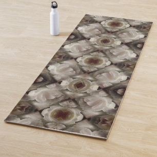 White Rose Floral Abstract Art Vintage Yoga Mat