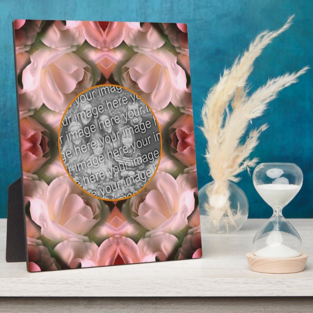 White Rose Floral Abstract Tinted Add Your Photo Plaque (Side)