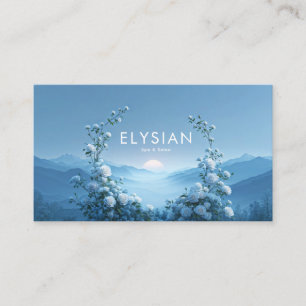 White Rose Floral and Blue Mountain Sunset Business Card