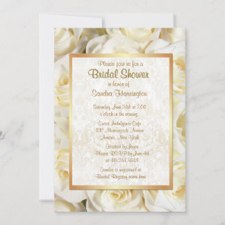 White Rose Floral Bridal Shower Invitation