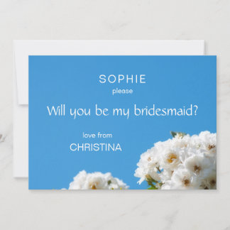 White rose floral bridesmaid invitation