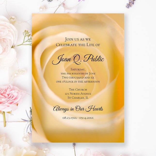 White Rose Floral Celebration of Life Memorial Invitation (Creator Uploaded)