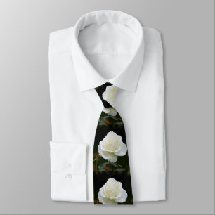 White rose floral fashion tie