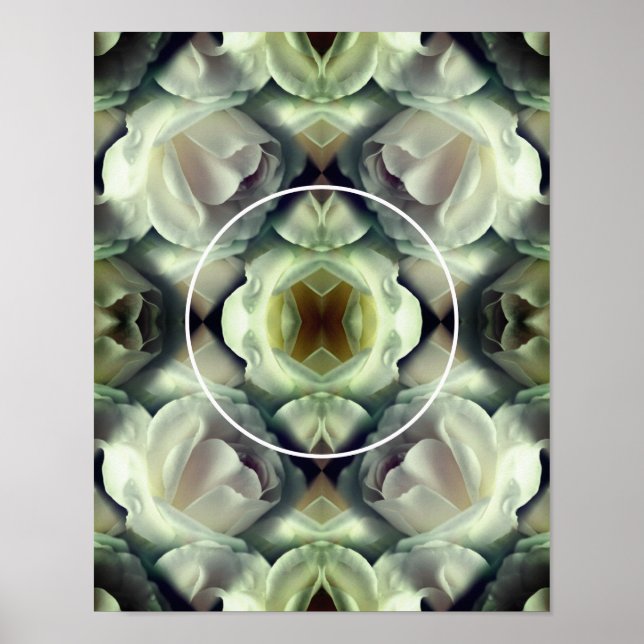 White Rose Floral Frame Create Your Own Photo Poster (Front)