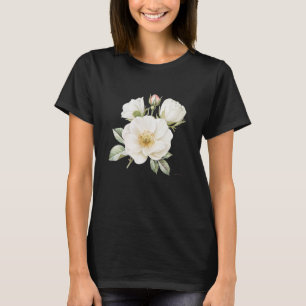 White Rose Floral Graphic T-Shirt Black