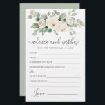 White Rose Floral Greenery Advice and Wishes Card<br><div class="desc">A beautiful white rose floral border tops this Advice and Wishes card. If you need more matching products please message me.</div>