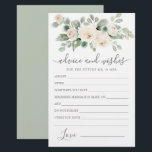 White Rose Floral Greenery Advice and Wishes Card<br><div class="desc">A beautiful white rose floral border tops this Advice and Wishes card. If you need more matching products please message me.</div>