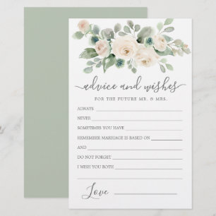 White Rose Floral Greenery Advice and Wishes Card