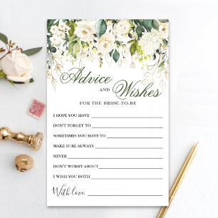 White Rose Floral Greenery Well Wishes Advice Card