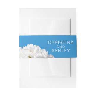 White rose floral invitation belly band