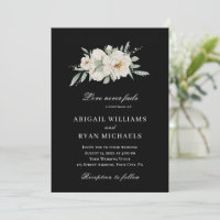 White Rose Floral on Black Christian Bible Wedding