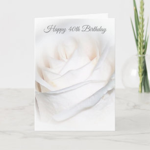 White Rose Floral Personalised 40th Birthday Card