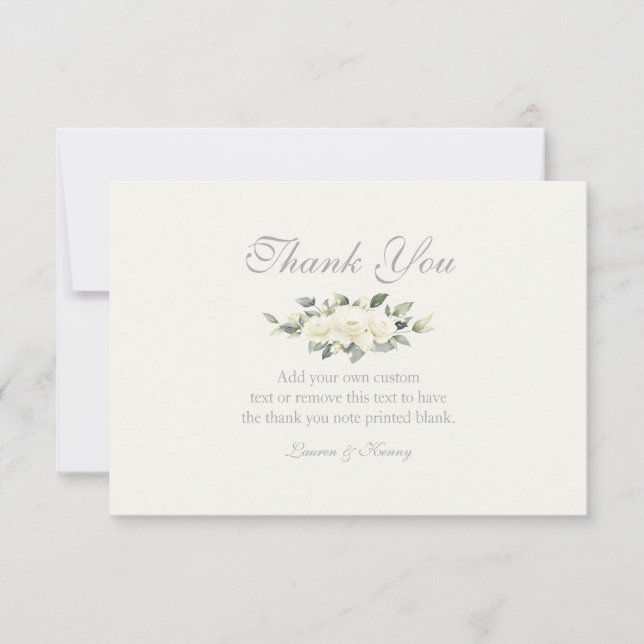 White Rose Floral Thank You Cards (Front)