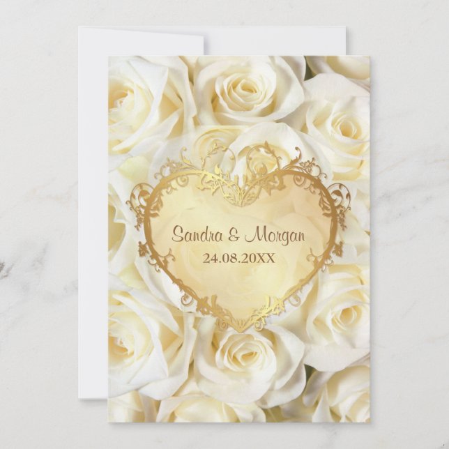 White Rose Floral Wedding Invitation (Front)