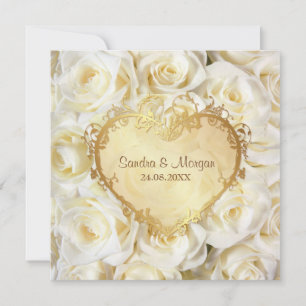 White Rose Floral Wedding Invitation
