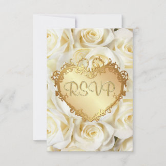 White Rose Floral Wedding RSVP Card