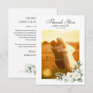 White Rose Floral Wedding Thank You Card