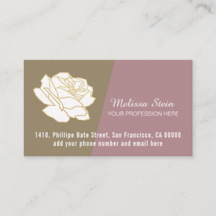 white-rose flower, elegant floral feminine business card