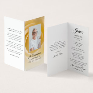 White Rose Flower Funeral Memorial Prayer Business Card