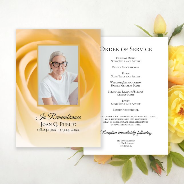 White Rose Flower Funeral Memorial Service Programme (Creator Uploaded)