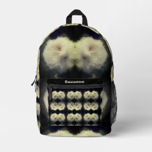 White Rose Flower In Full Bloom Personalised Printed Backpack
