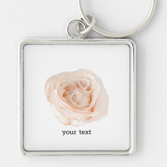 White Rose Flower Key Ring (Front)