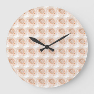 White Rose Flower Large Clock