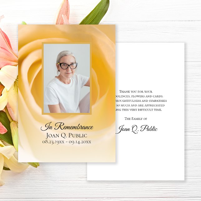 White Rose Flower Petals Funeral Memorial Sympathy Thank You Card (Creator Uploaded)