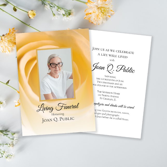 White Rose Flower Petals Living Funeral Party Invitation (Creator Uploaded)