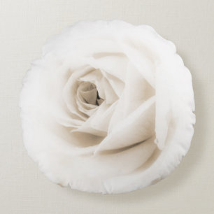 White rose flower round cushion