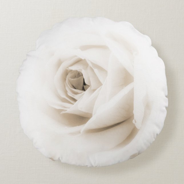 White rose flower round cushion (Front)