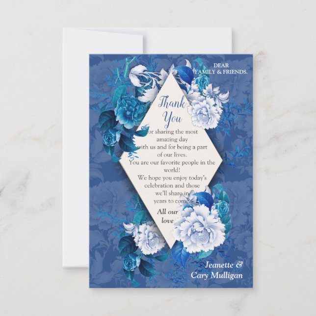 White Rose Flowers on Blue pattern paper  RSVP Card (Front)
