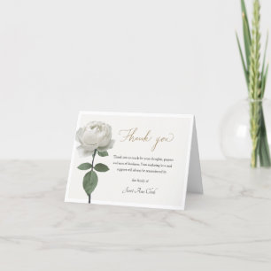 White Rose Funeral & Sympathy Thank You Folded Card