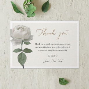 White Rose Funeral & Sympathy Thank You Note Card