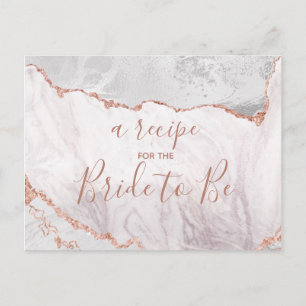 White & Rose Gold Agate Bridal Shower Recipe Card