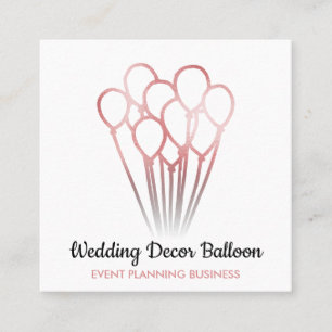 White Rose Gold Balloon Event organisation Square Business Card